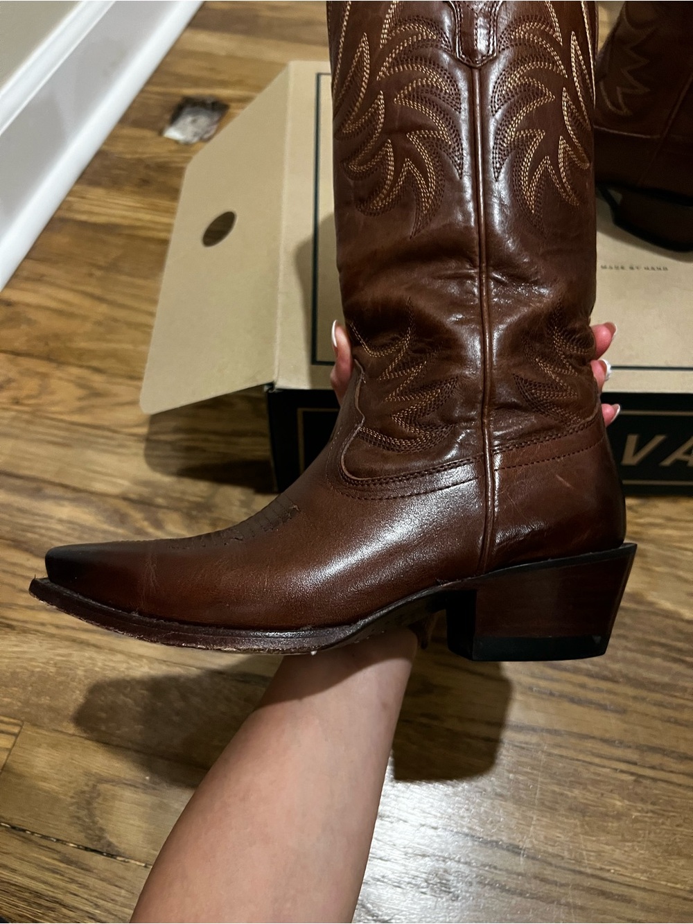 Tecovas Women’s Brown Leather Cowboy Boots - The Annie - Sequoia Cowhide Leather - Picture 9 of 15